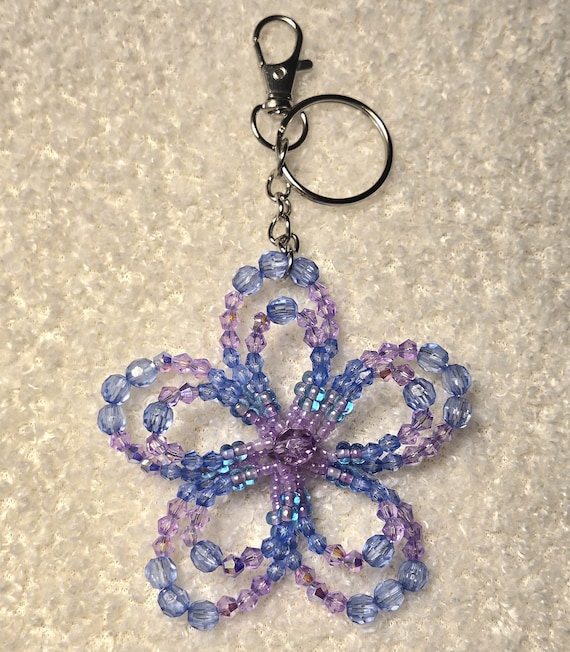 Beaded Flower Bag Charm / Keychain