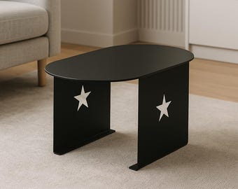 Steel Coffee Table - Oval - Heavy-Duty Industrial Design, Modern Minimalist Metal Center Table for Living Room&quot; Powder Coated