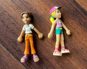 Vintage Polly Pocket Magnetic Dolls Y2K 2000s Mini Figure Lot of 2 Blonde Brown
