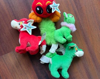 Vintage 2004 Neopets McDonalds Happy Meal Plush Lot Lupe Wocky Jubjub 4pc Set