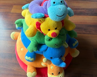 Koala Baby Plush Animal Rainbow Stacking Toy Monkey Lion Frog Vintage 17in