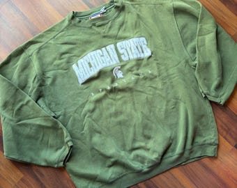 Cadre Athletic Michigan State Spartans Sweatshirt XL Olive Green Vintage Style
