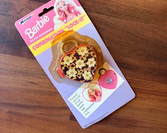 Vintage 1993 Barbie Lock-It Heart Combination Bicycle Lock Rand International
