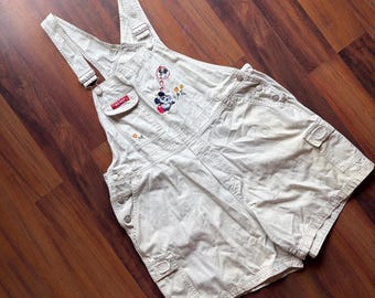 Mono corto vaquero color crema de Mickey y Minnie Mouse, estilo vintage de los 90, tallas 18W y 20W.