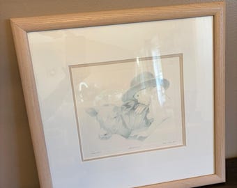 M.S. Weil Simon Signed Numbered Lithograph 499/650 Framed Cow Child Art 1991