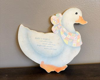 Vintage 1985 Hallmark Nursery Friends Duck Wall Plaque Baby's World DE8503 USA
