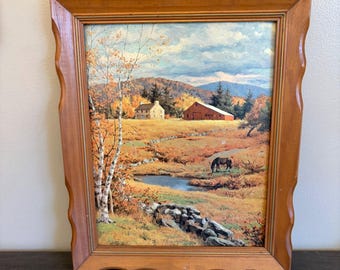 Vintage Autumn Pasture Westal Winde Fine Prints Scalloped Wood Frame  Canada