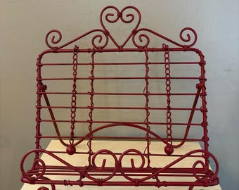 Rot Metall Draht Herz Rolle Kochbuch Ständer Klapp Staffelei Seitenhalter Rustikal