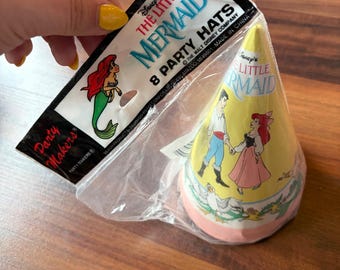Vintage Disney De kleine zeemeermin 8 feestmutsen Nieuwe Ariel Prince Eric uit de jaren 90