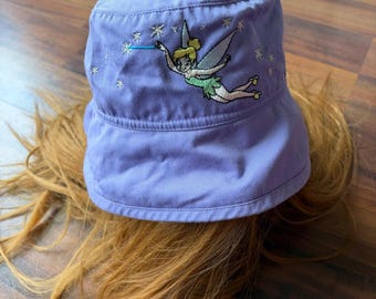 Y2K Summer Tinker Bell Purple Bucket Hat Youth Embroidered Glitter Stars