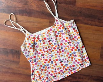 Victorias Secret PINK Floral Camisole Top Cream Wildflower Y2K Vintage Medium