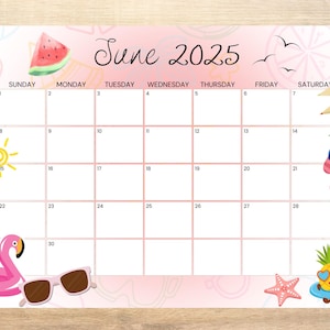 June 2025 Calendar, Notes, June Planner, PDFs, Journaling, Cute Summer Vibes, Instant Download