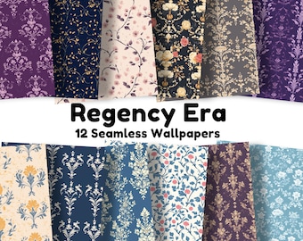 Regency Era 2 - 12 Seamless Digital Wallpapers for Creative Projects – Perfect for Scrapbooking, Website Design, and Crafts