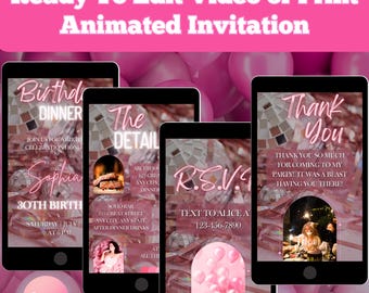 Digital 30th Adult Birthday Invitation, Editable Party Invite Template, Mobile Text EVite, Instant Download, Phone Birthday Party Invitation