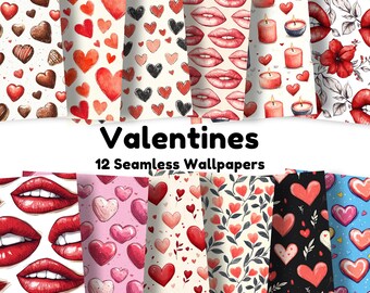 Valentine - 12 Seamless Digital Wallpapers for Creative Projects – Perfect for Scrapbooking, Website Design, and Crafts