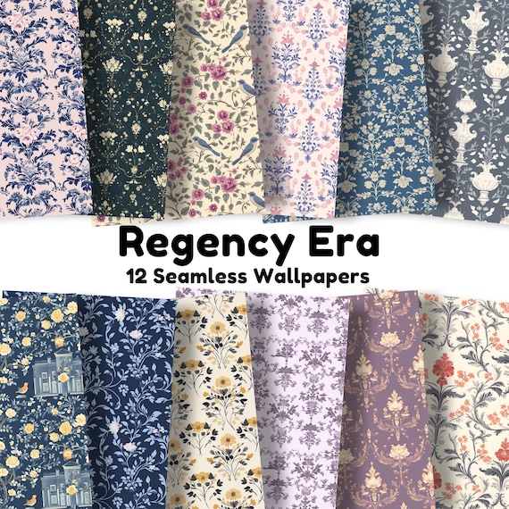 Regency Era - 12 Seamless Digital Wallpapers for Creative Projects – Perfect for Scrapbooking, Website Design, and Crafts