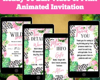 Digital 1st Birthday Invitation, Editable Party Invite Template, Mobile Text EVite, Instant Download, Phone First Birthday Party Invitation