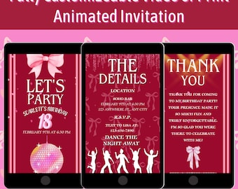 Digital 18th Birthday Invitation, Editable Party Invite Template, Mobile Text EVite, Instant Download, Phone Birthday Dance Party Invitation