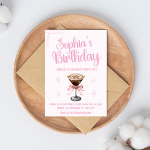 Editable 21st Birthday Invitation - Espresso Martini Cocktail Party Template - Digital Download