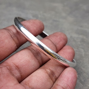 Thick Heavy Silver Domed Bangle, 925 Sterling Silver Bangle, Most Popular Bangle, Valentine Day Gift, Handmade Bangle, Silver Bracelet