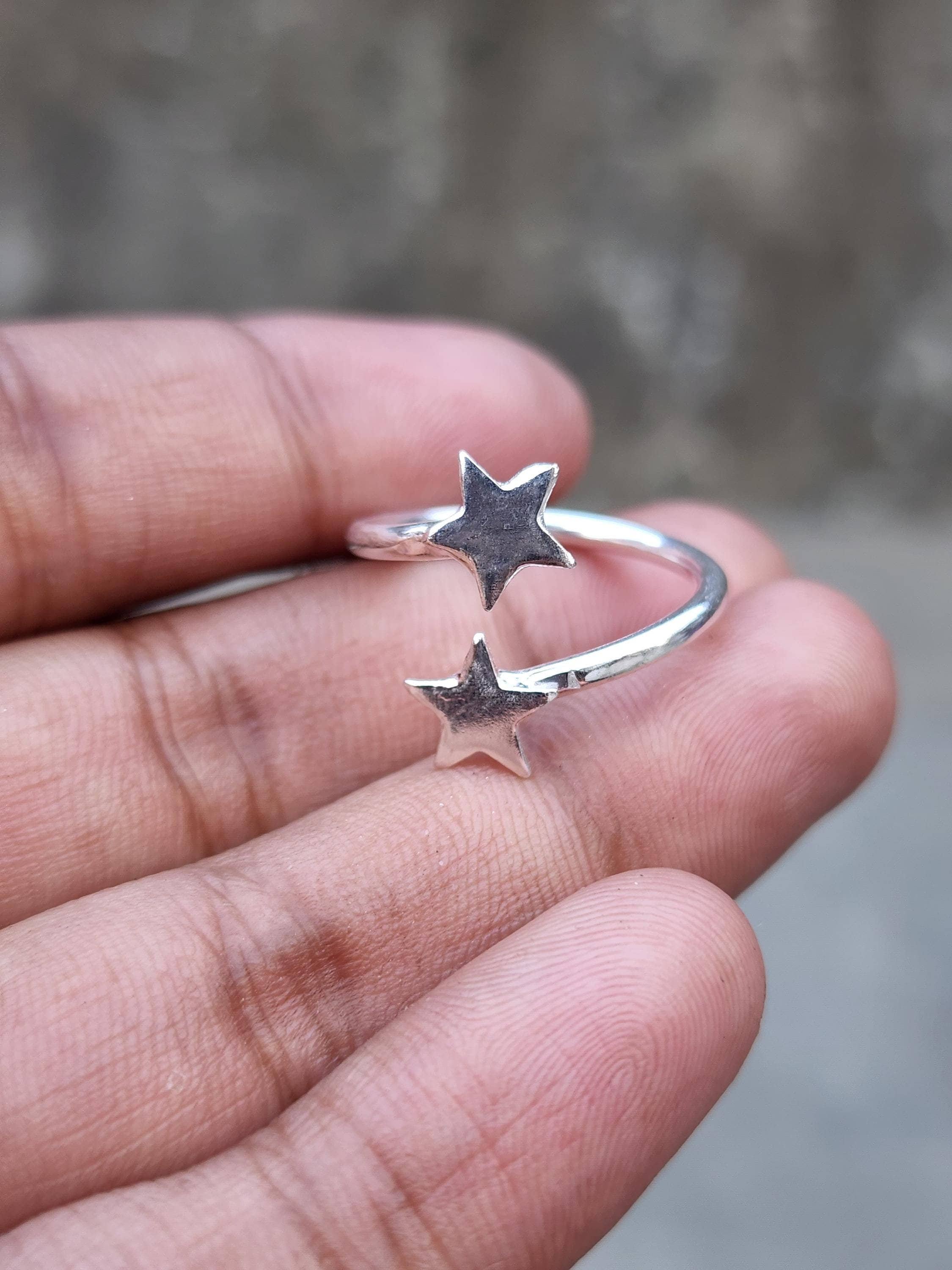 nff☆stamp star ring STAR RING ALL 925 Sterling Silver Star Ring 5 (J 1/2) 6 (L 1