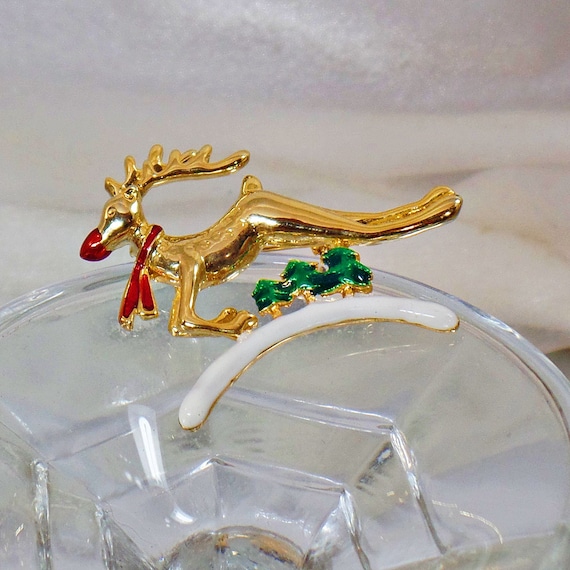 Christmas Brooch. Rudolph Brooch. Reindeer Pin. R… - image 2