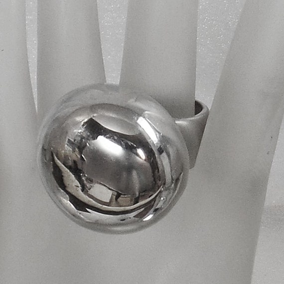 Silver Dome Ring.  Silver Button Ring. Statement … - image 4