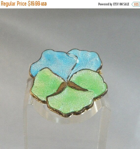 Flower Brooch. Pansy Brooch. Baby Blue. Mint Gree… - image 2