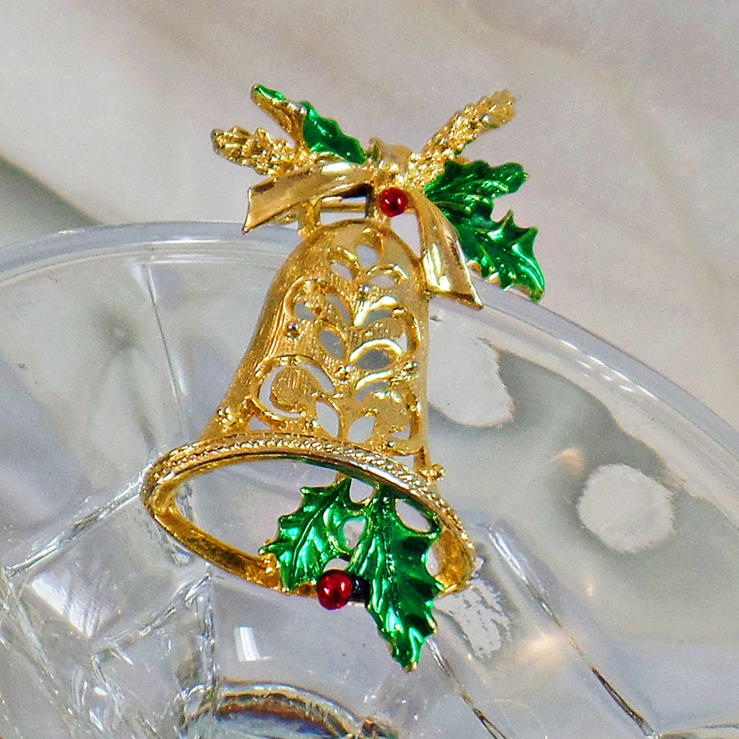 christmas bell brooch