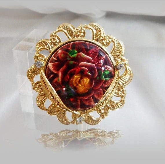 Flower Brooch. Vintage Brooch. Rose Brooch. Rose … - image 3