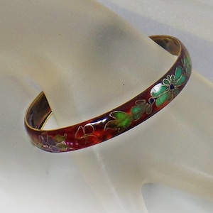 Bangle Bracelet. Cloisonne Bracelet.  Brown Turquoise Cloisonne Bangle.  Red Blue Gold Bracelet. waalaa.