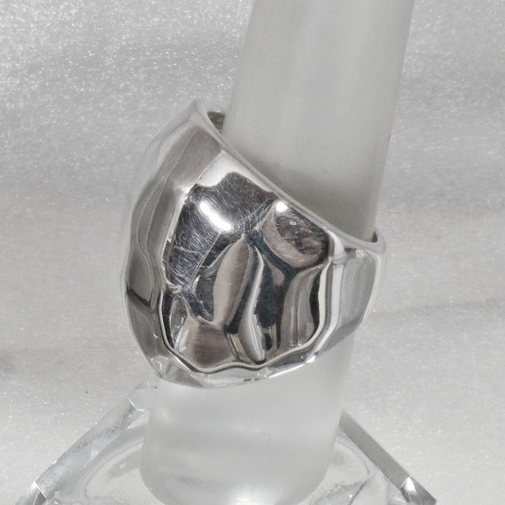 Silver Dome Ring.  Hammered Silver Ring. Statemen… - image 8