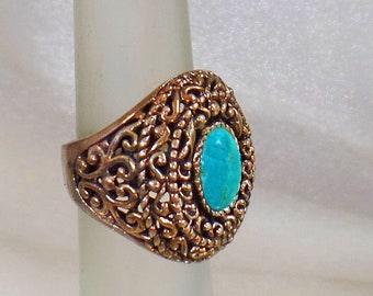 Turquoise Ring.  Sterling Silver Turquoise Ring.  Silver Ring. Large Turquoise Ring. waalaa.