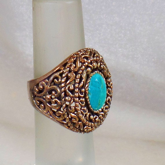 Turquoise Ring.  Sterling Silver Turquoise Ring.  
