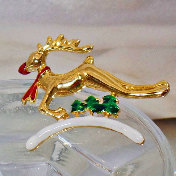 Christmas Brooch. Rudolph Brooch. Reindeer Pin. R… - image 6