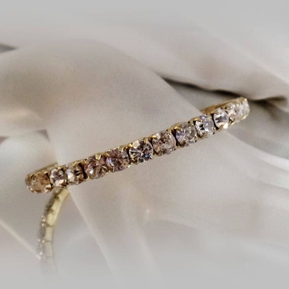 Bangle Bracelet. Rhinestone Bracelet. Gold Tone P… - image 3