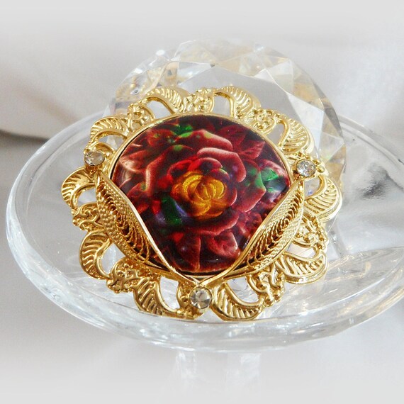 Flower Brooch. Vintage Brooch. Rose Brooch. Rose … - image 4