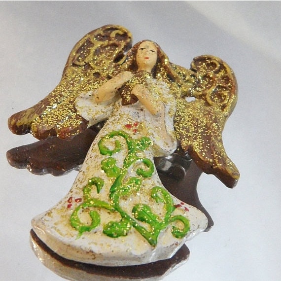 Christmas Brooch. Christmas Pin. Angel Brooch. Gl… - image 2