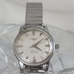 Men&#39;s Watch. Longines Watch.  Vintage Mens Watch. 1956 All Guard Automatic Men&#39;s Watch. Stainless Steel Longines Watch. waalaa.