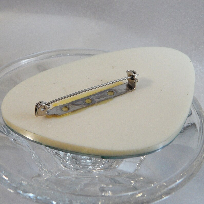 Pale Blue Abstract Triangle Pin Large waalaa. Blue Mother of Pearl Brooch Lucite