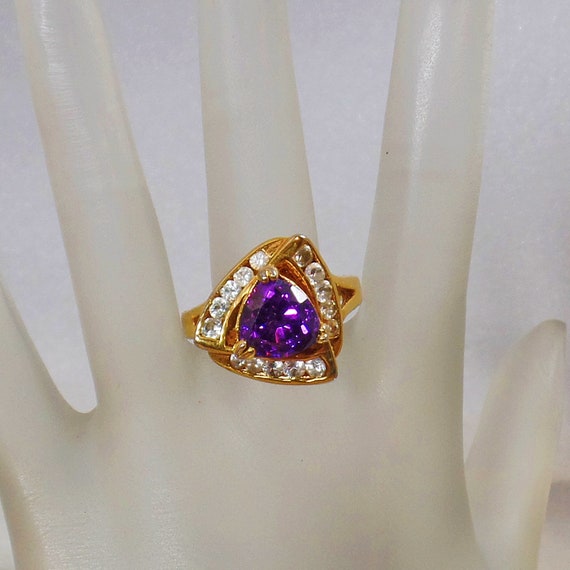 Amethyst Ring.  Cubic Zirconia Ring. Cocktail Rin… - image 5