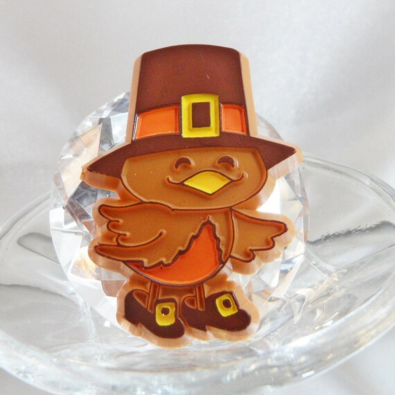 Pilgrim Turkey Brooch. Thanksgiving Turkey Pilgri… - image 4