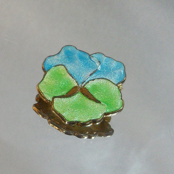 Flower Brooch. Pansy Brooch. Baby Blue. Mint Gree… - image 4