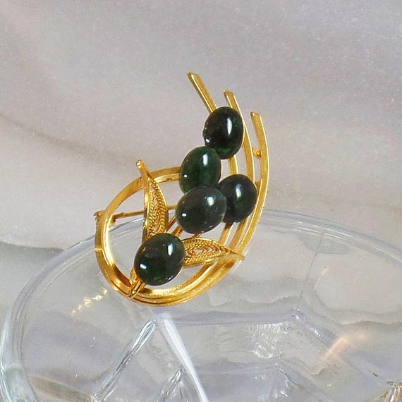 Jade Brooch. Green Jade Brooch. Vintage Brooch. N… - image 3