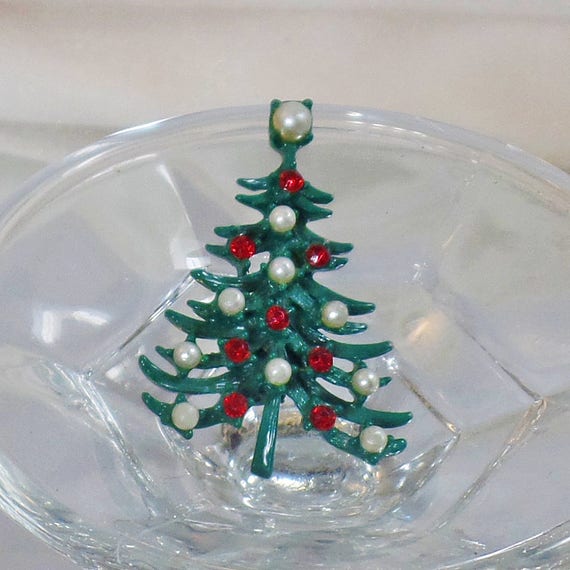 Christmas Brooch. Christmas Pin. Pearl and Rhines… - image 5