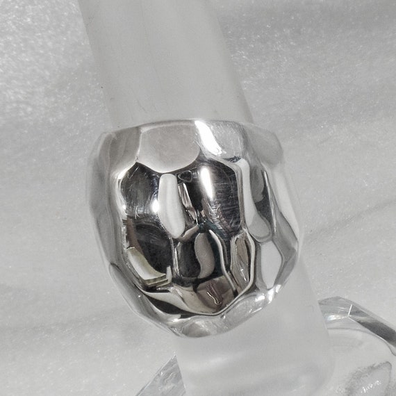 Silver Dome Ring.  Hammered Silver Ring. Statemen… - image 5
