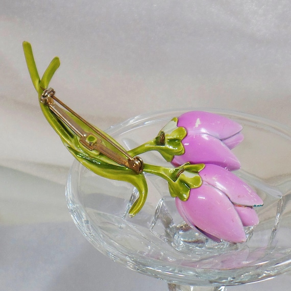 Flower Brooch. Pink Lilac Tulip Flower Brooch.  P… - image 7