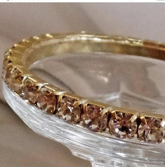 Bangle Bracelet. Rhinestone Bracelet. Gold Tone P… - image 1