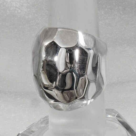 Silver Dome Ring.  Hammered Silver Ring. Statemen… - image 4