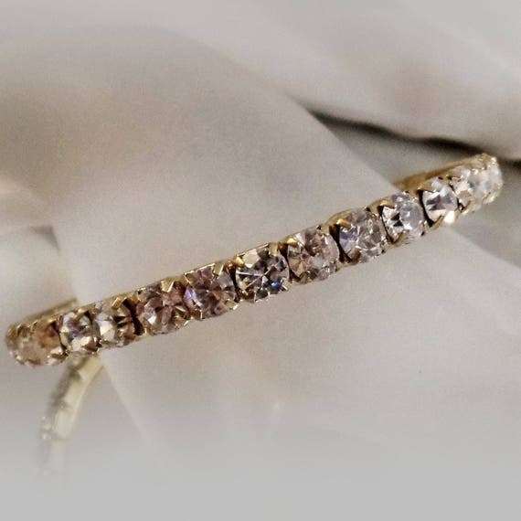 Bangle Bracelet. Rhinestone Bracelet. Gold Tone P… - image 5